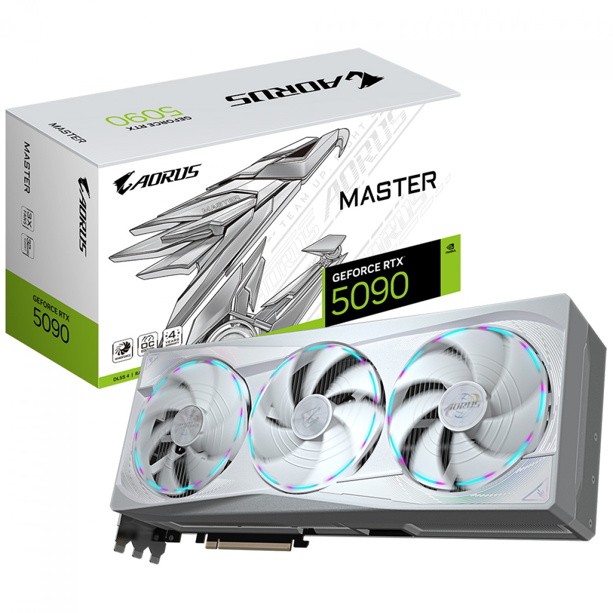 Placa de Vídeo Gigabyte NVIDIA GeForce RTX 5090 Aorus Master Ice, 32GB, GDDR7, DLSS, Ray Tracing, GV-N5090AORUSM ICE-32GD
