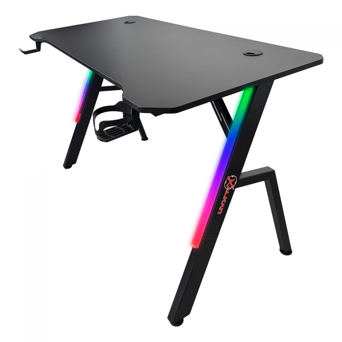 Mesa Gamer Kalkan Illumi RGB, Inclinável, Com Suporte Para Headset e Copo, Preto, KLK00030