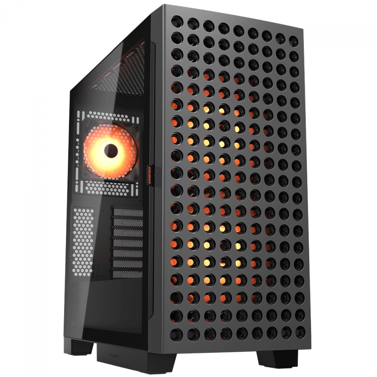 Gabinete Gamer Cougar Airface ECO RGB, Mid Tower, Vidro Temperado, E-ATX, Sem Fonte, Com 3 Fans, Preto, 385YA20.0001