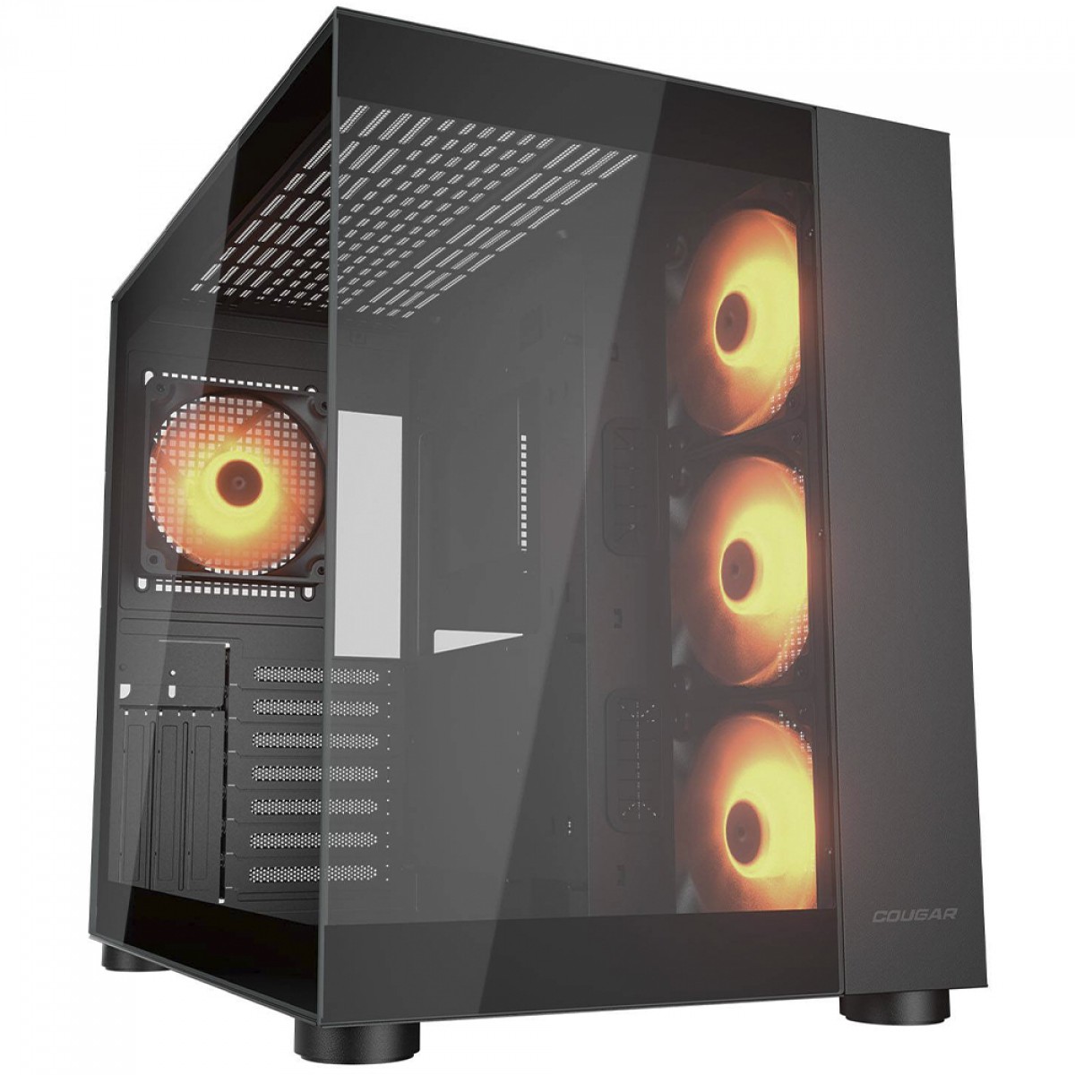 Gabinete Gamer Cougar FV150 RGB, Mid Tower, Vidro Temperado, ATX, Com 4 Fans, Preto, 385KA10.0001