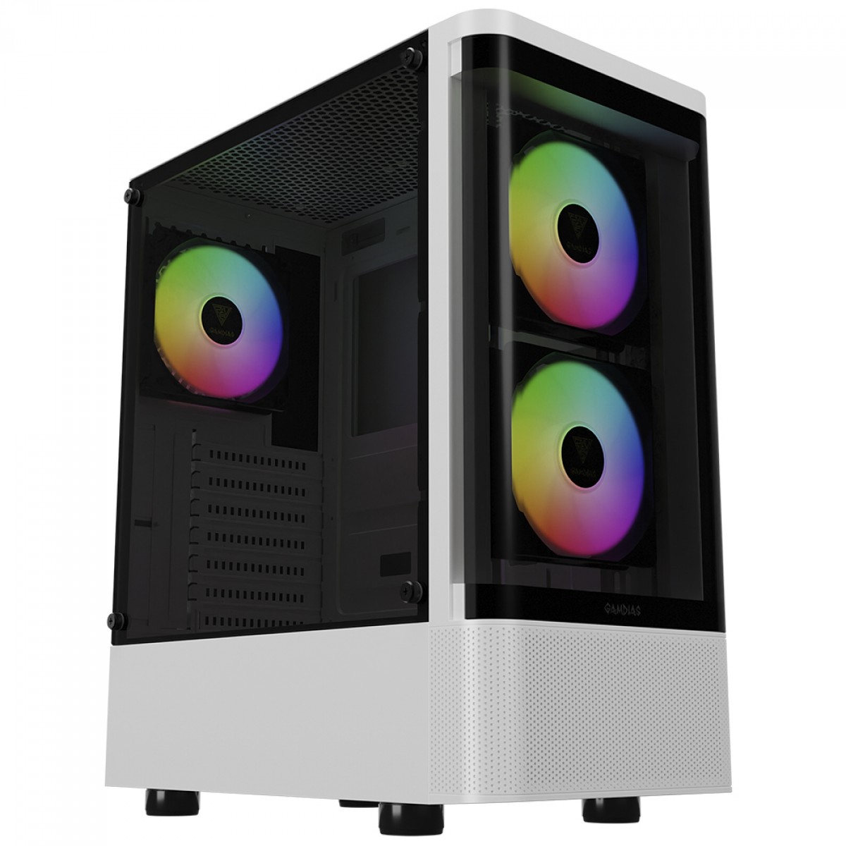 Gabinete Gamer Gamdias Talos E3 CG WH, Mid Tower, Vidro Temperado, ATX, Com 3 Fans ARGB, Branco