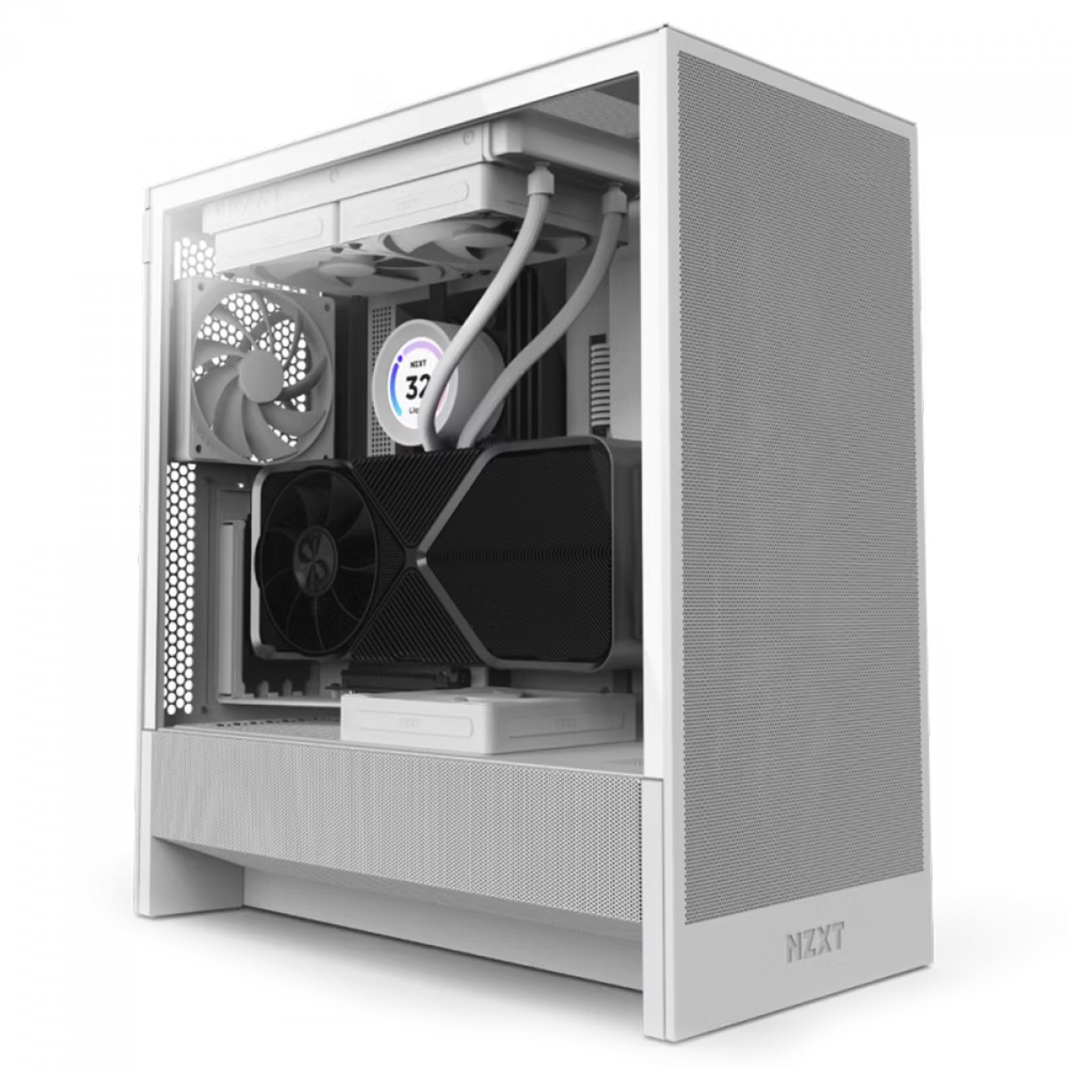 Gabinete Gamer NZXT H5 Flow, Mid Tower, Vidro Temperado, EATX, Sem Fonte, Com 2 Fans, Branco, CC-H52FW-01