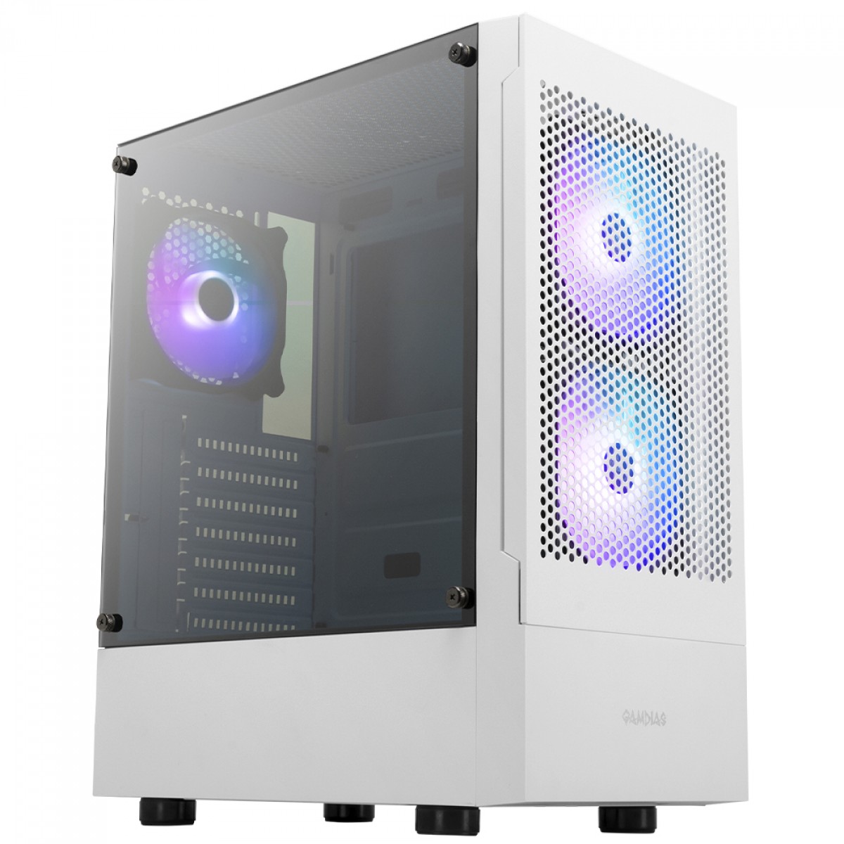 Gabinete Gamer Gamdias Talos E3 Mesh WH, Vidro Temperado, Mid Tower, ATX, Sem Fonte, Com 3 Fans ARGB, Branco