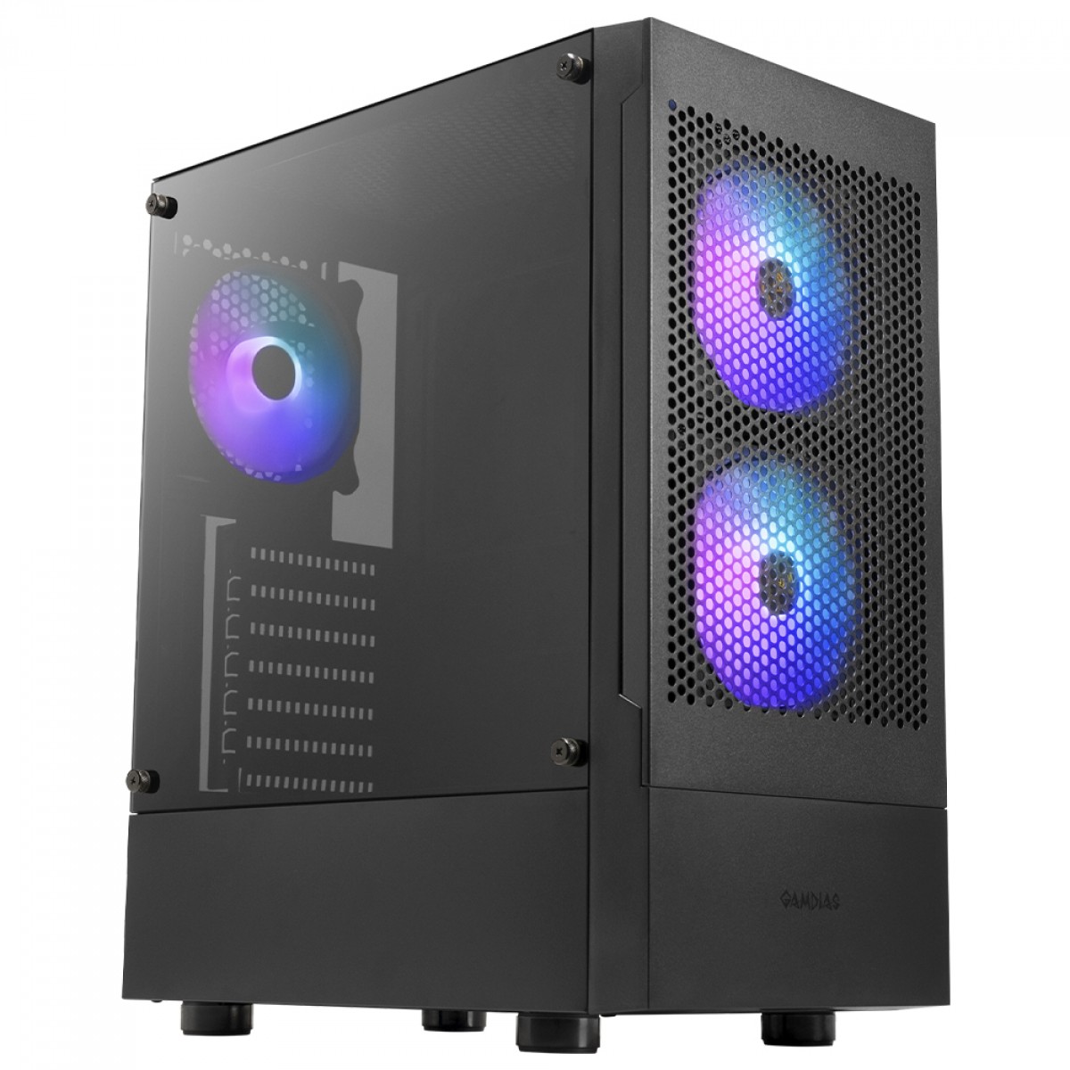 Gabinete Gamer Gamdias Talos E3 Mesh, Vidro Temperado, Mid Tower, ATX, Sem Fonte, Com 3 Fans ARGB, Preto