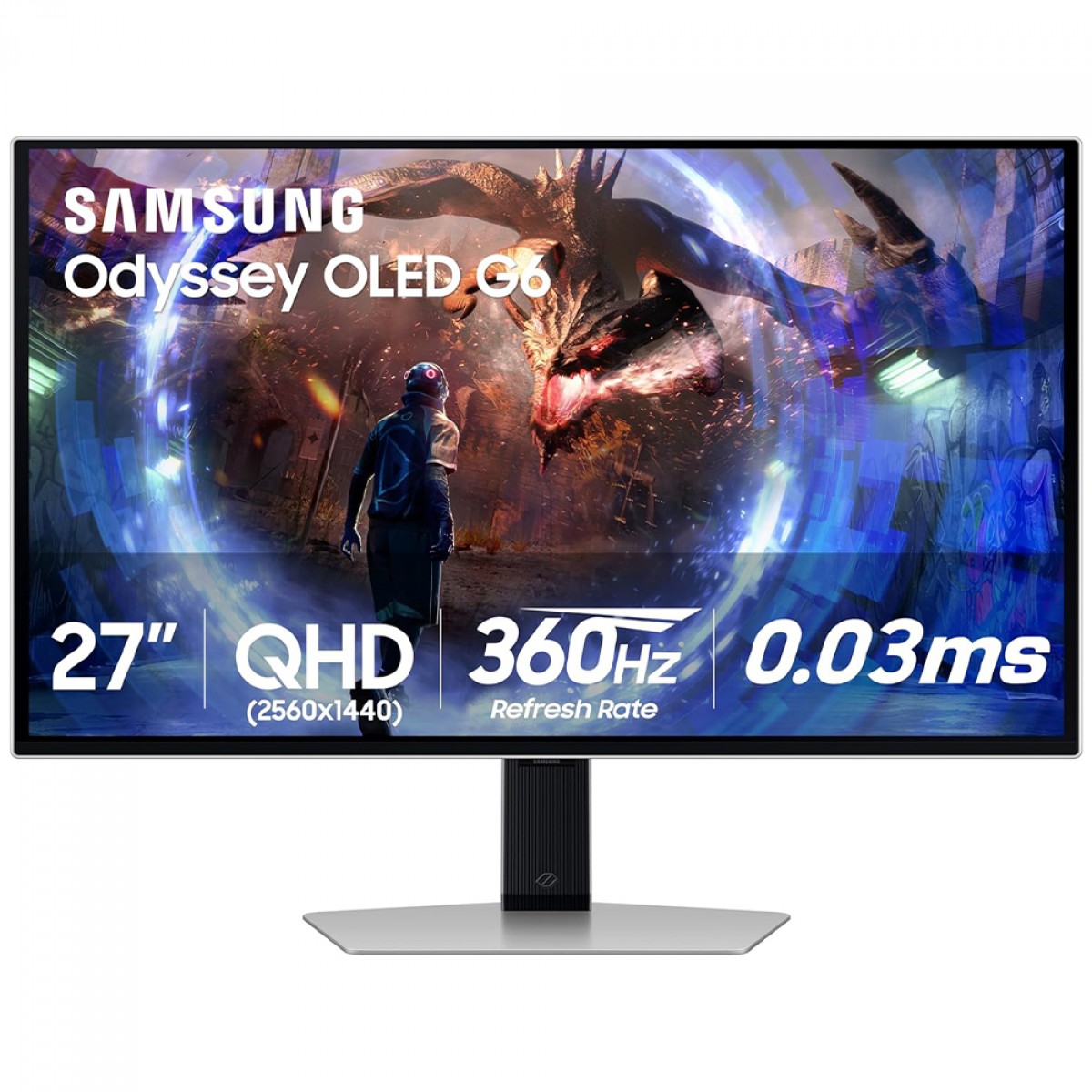 Monitor Gamer Samsung Odyssey OLED G6, 27 Pol, Quad HD, 0.03ms, 360Hz, HDR10, FreeSync Premium, HDMI/DP, LS27DG600SLXZD