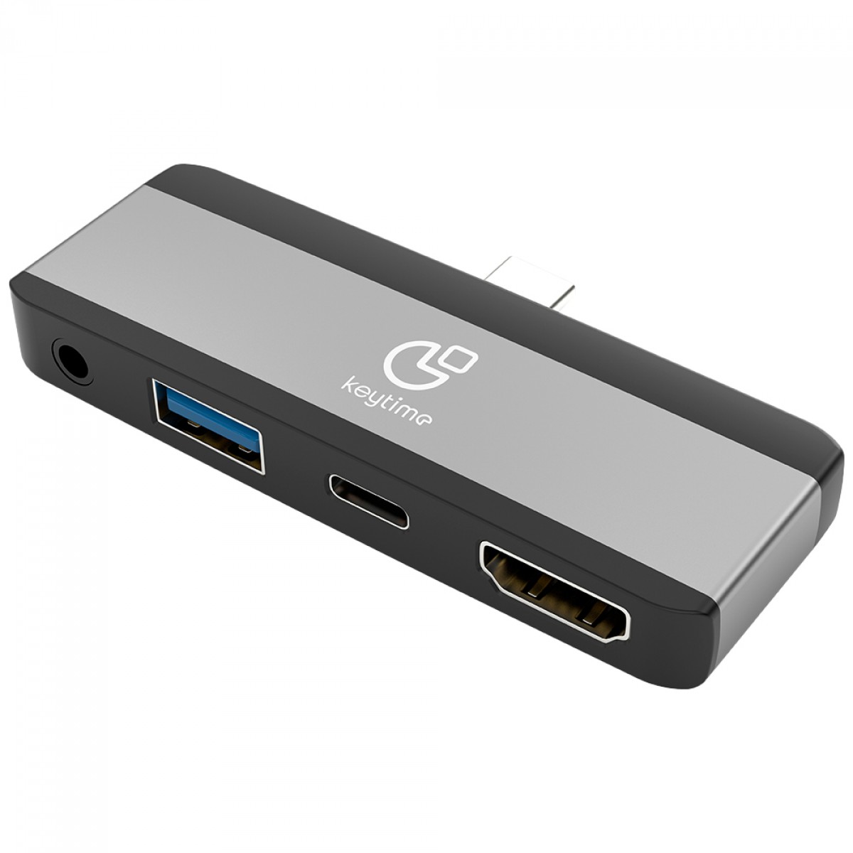 Hub Adaptador 4 em 1 Keytime HubStation, Tipo-C para HDMI+USB+USB Tipo-C+3.5mm, KYT00033