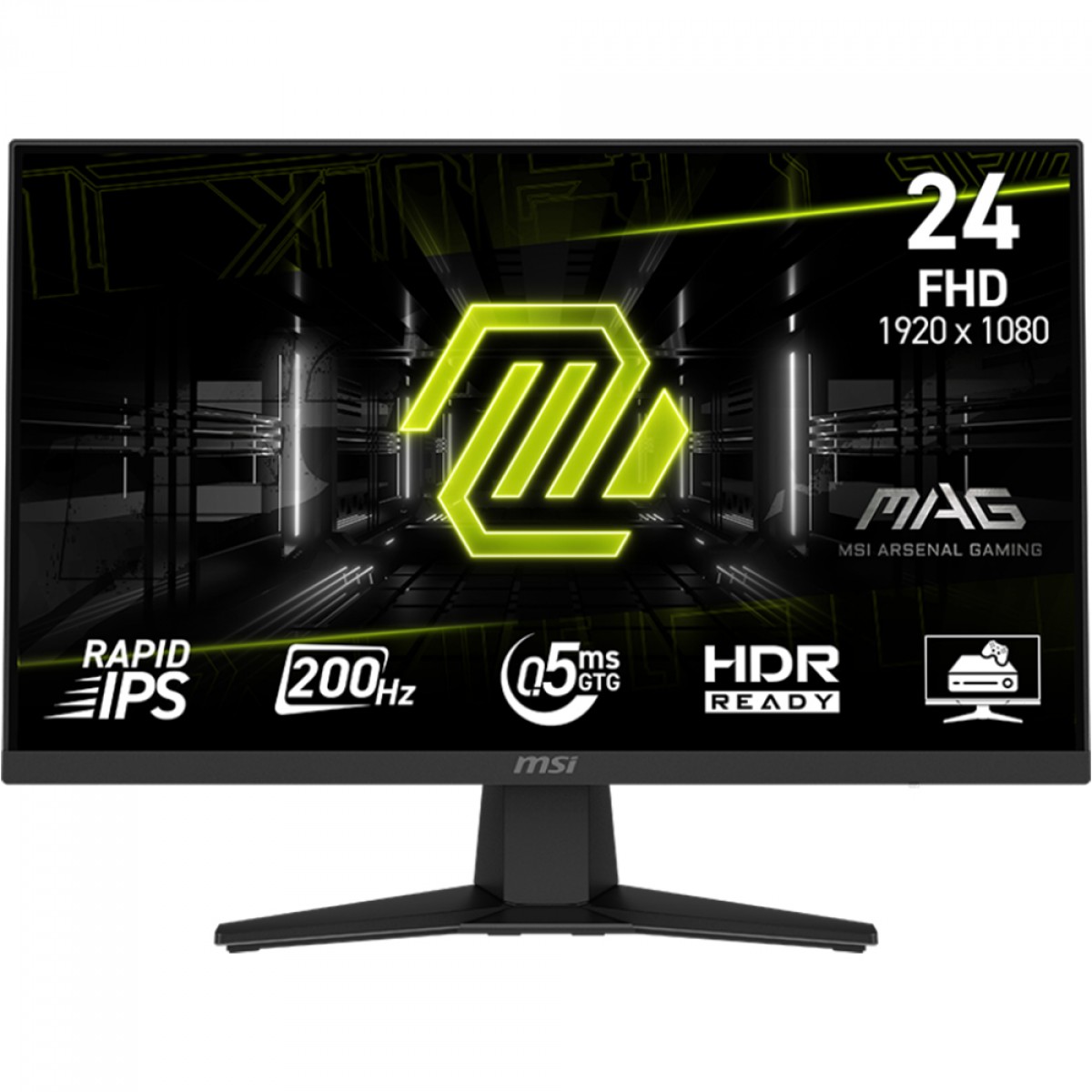 Monitor Gamer MSI MAG 244F, 24 Pol, Full HD, Rapid IPS, 0.5ms, 200Hz, 126% sRGB, FreeSync Premium, HDMI/DP