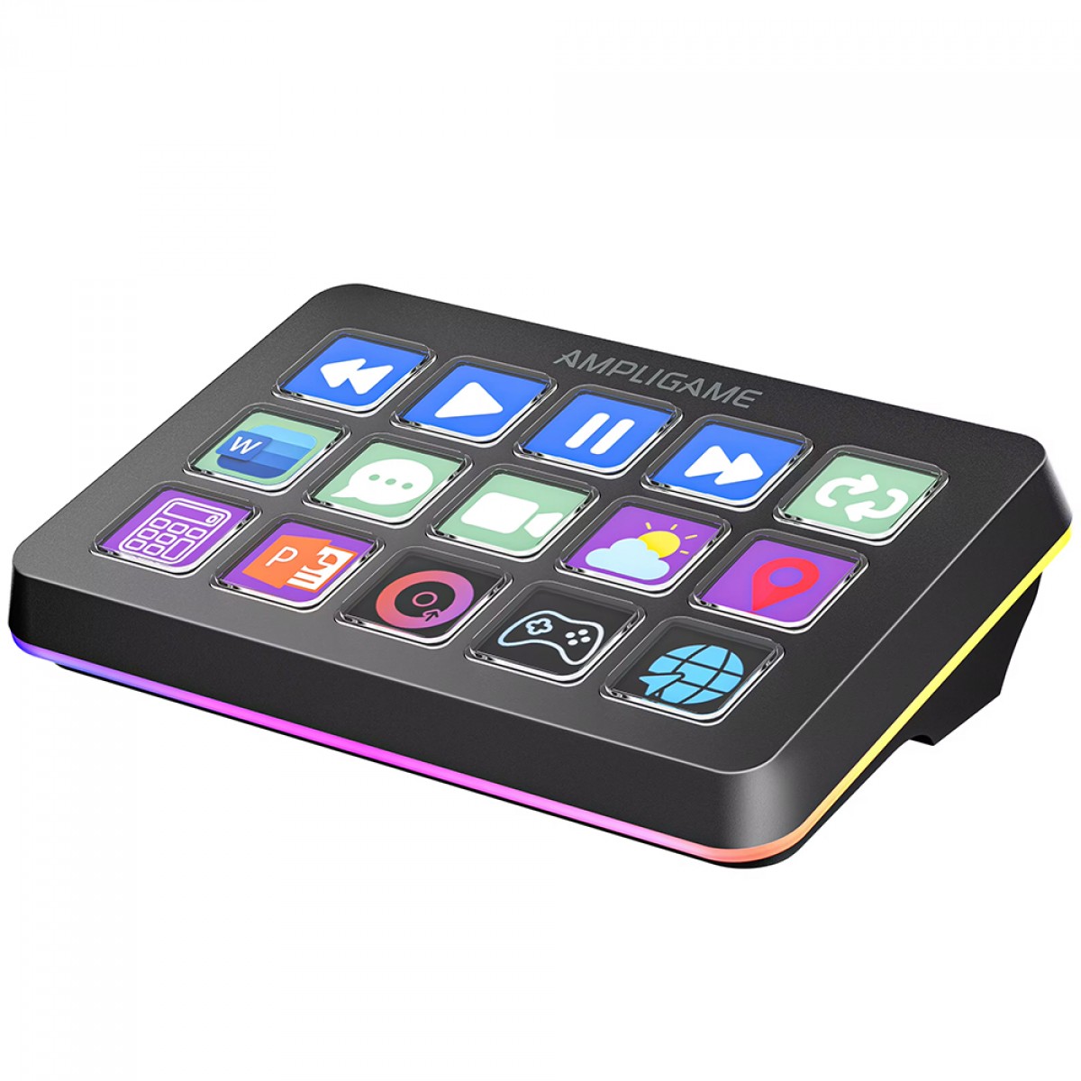 Mesa Controladora Fifine Ampligame D6, 15 Teclas, RGB, Preto