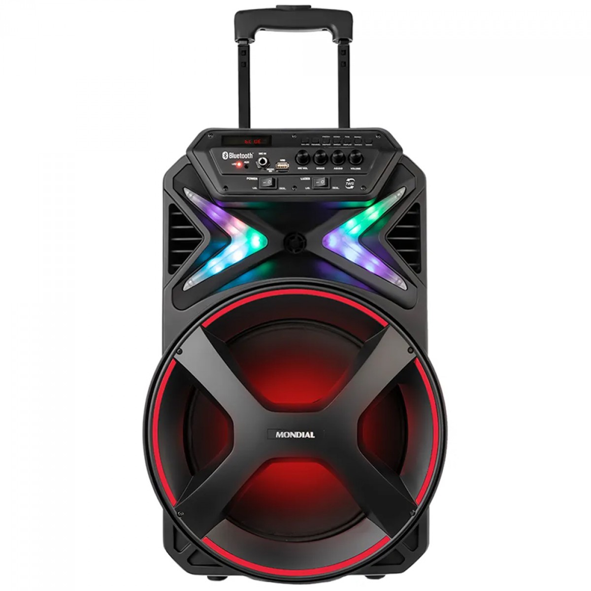 Caixa de Som Amplificada Mondial Connect Lights, Bluetooth, 400W, Múltiplas Conexões, Preto, CM-400