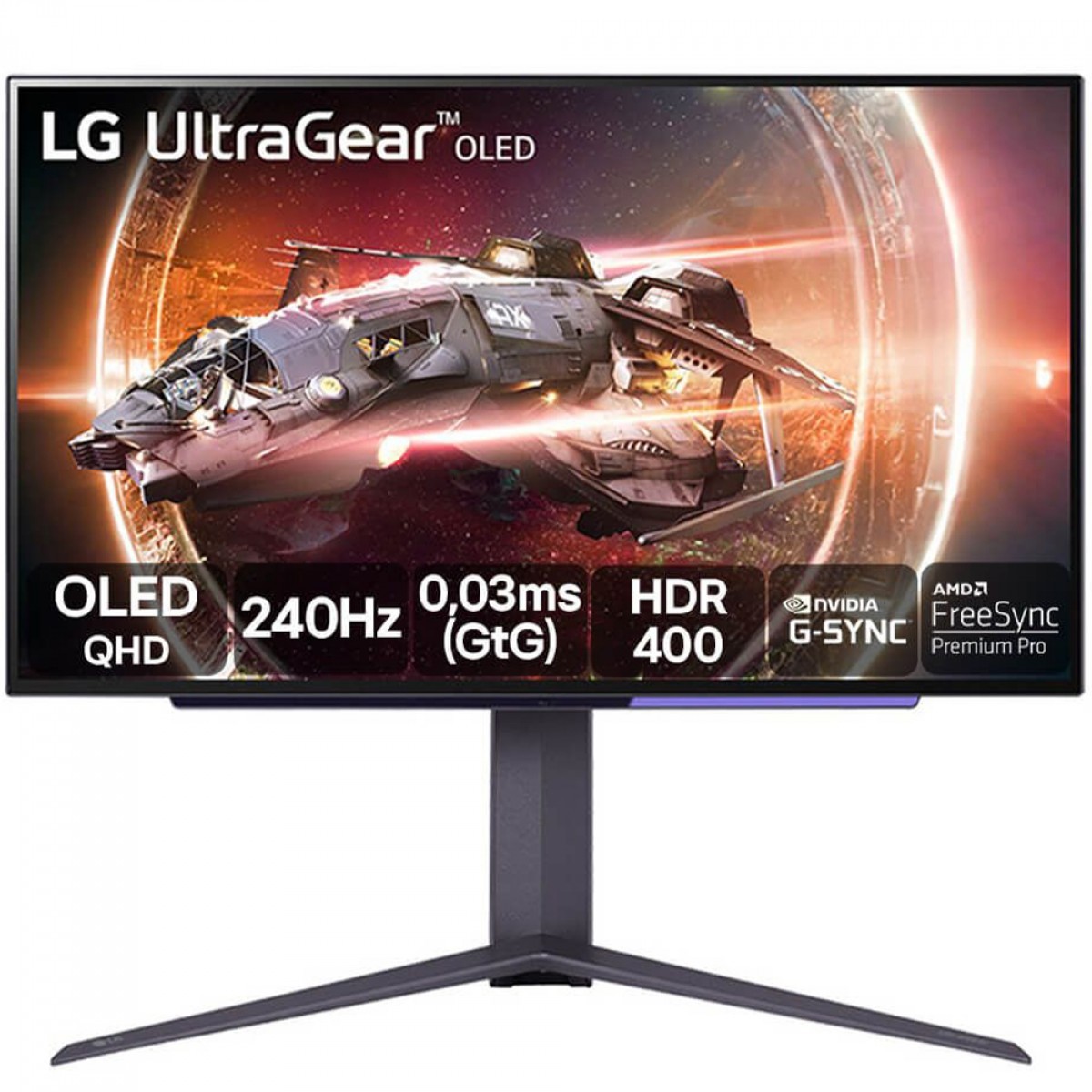 Monitor Gamer LG UltraGear OLED, 27 Pol, Quad HD, 240Hz, 0.03ms, HDR400, FreeSync/G-Sync, HDMI/DP, 27GS95QE-B.AWZM