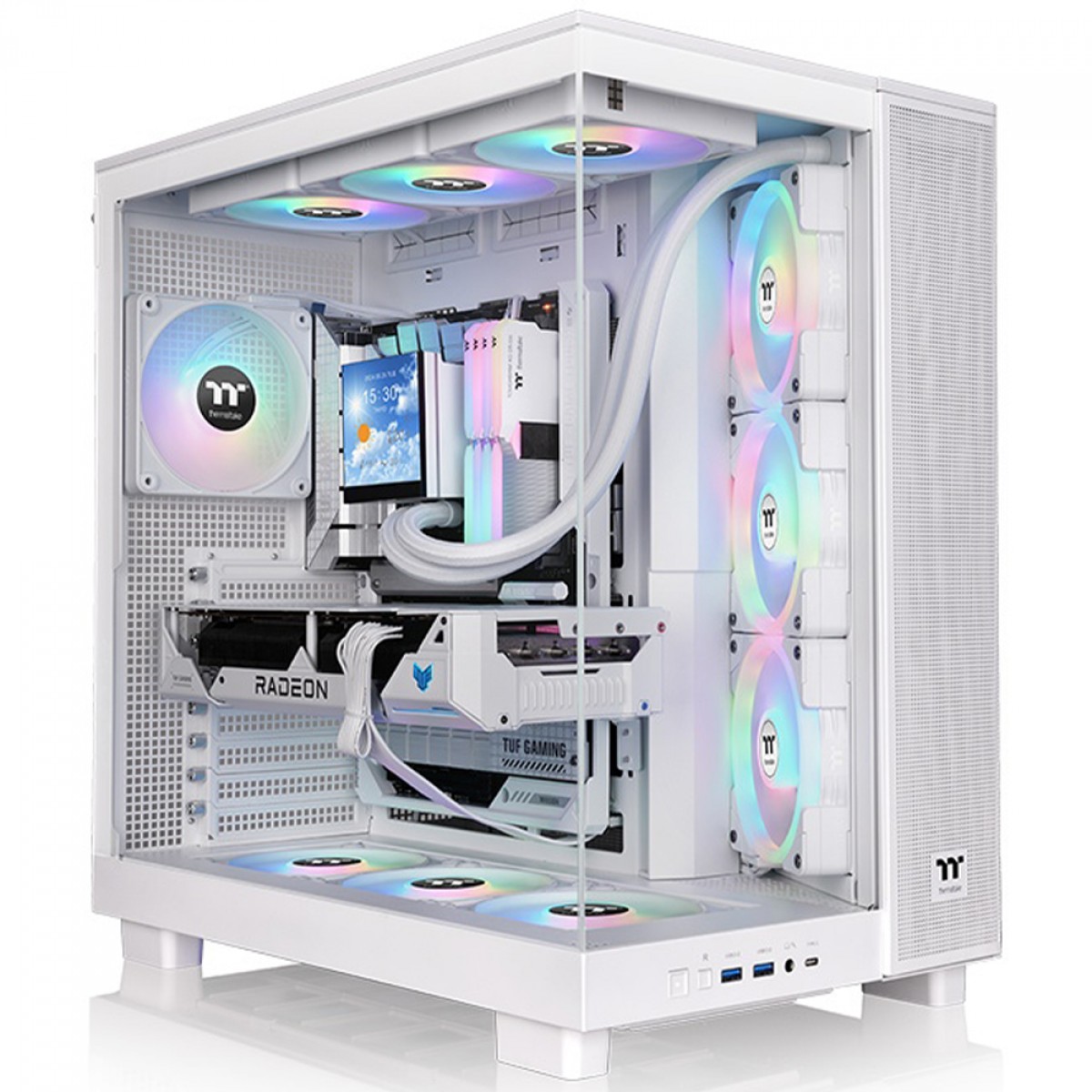Gabinete Gamer Thermaltake View 380 XL TG Snow, ARGB, Mid Tower, Vidro Temperado, ATX, Sem Fonte, Com 4 Fans, Branco, CA-11E-00M6WN-00