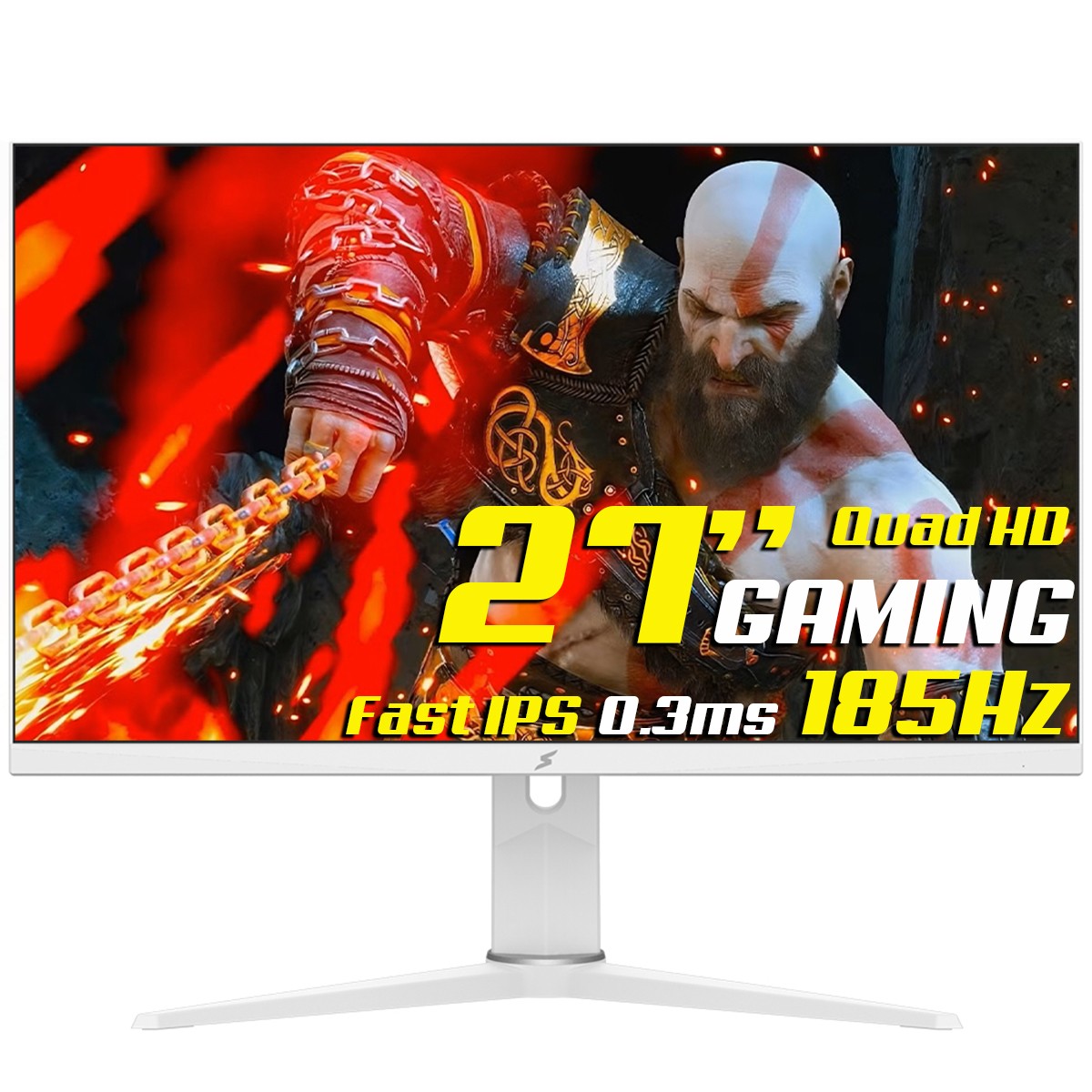 Monitor Gamer SuperFrame Prisma V2, 27 Pol, Flat, Fast IPS, Quad HD, 0.3ms, 185Hz, 110% sRGB, FreeSync, Branco, HDMI/DP, SFPFW-27185-QHD-PRO