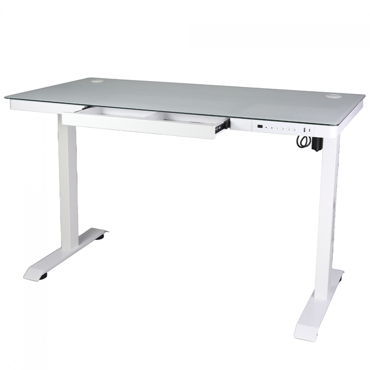 Mesa Gamer SuperFrame PrimeX, Vidro Temperado, Altura Ajustável, Com Gaveta, Branca, SF-TB-PX12060WA