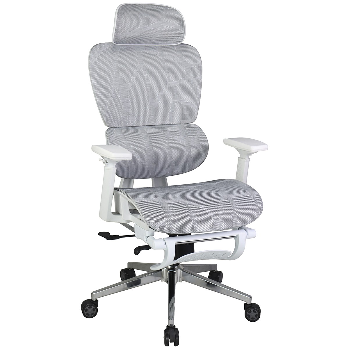 Cadeira de Escritório Dr. Office Master, Mesh, Ajustável, 3D, Cinza e Branca, DR-CH-MTR3DGWF