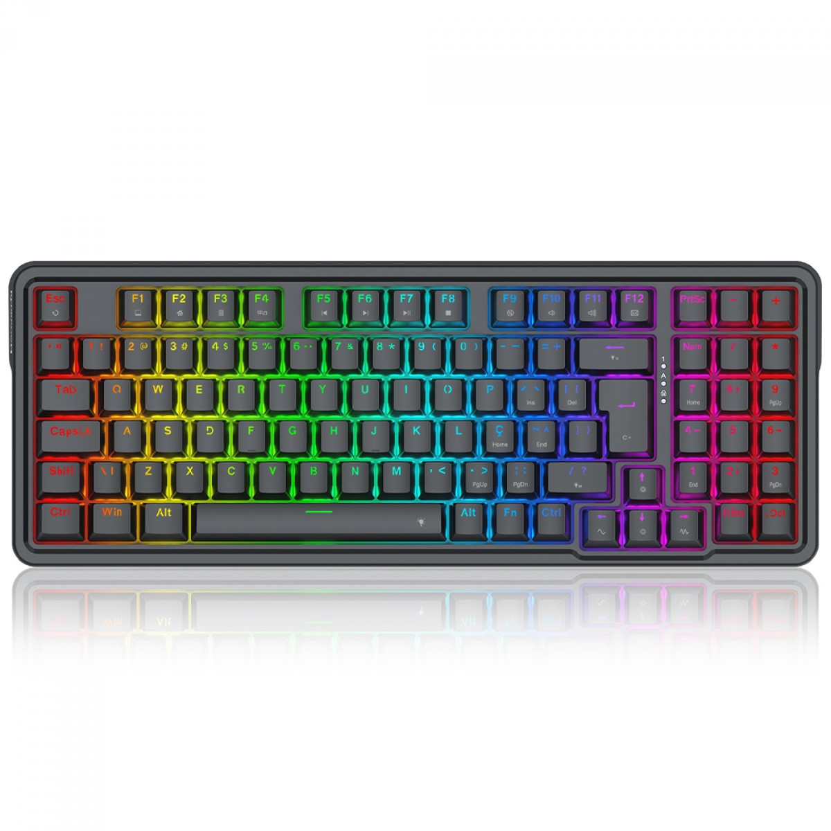 Teclado Gamer Mecânico Redragon Gloria, RGB, USB, Switch Brown, ABNT2, 98%, Preto, K664-RGB (PT-BROWN)
