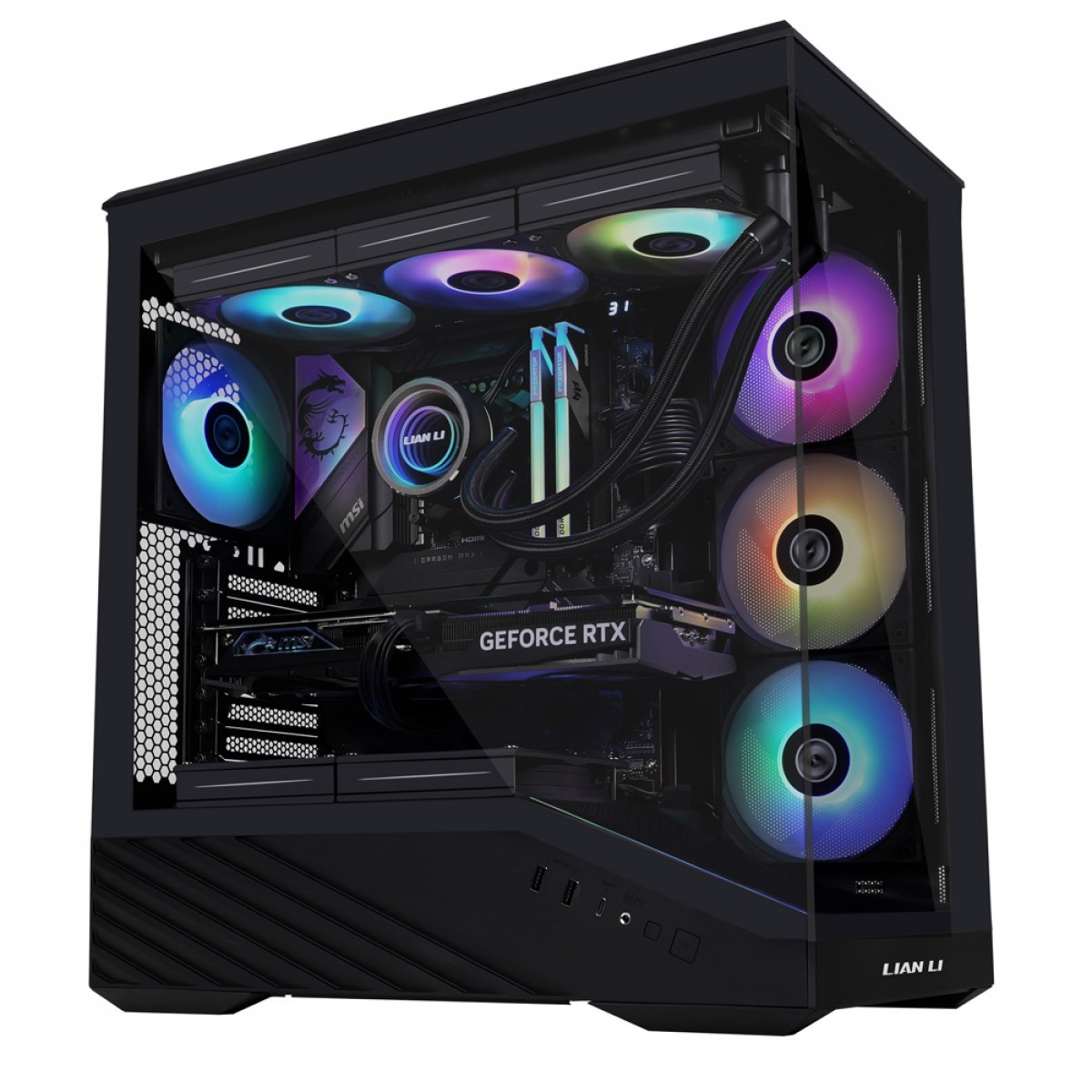 Gabinete Gamer Lian Li Vetor V100, RGB, Mid Tower, Vidro Temperado, E-ATX, Sem Fonte, Sem Fan, Black, V100X