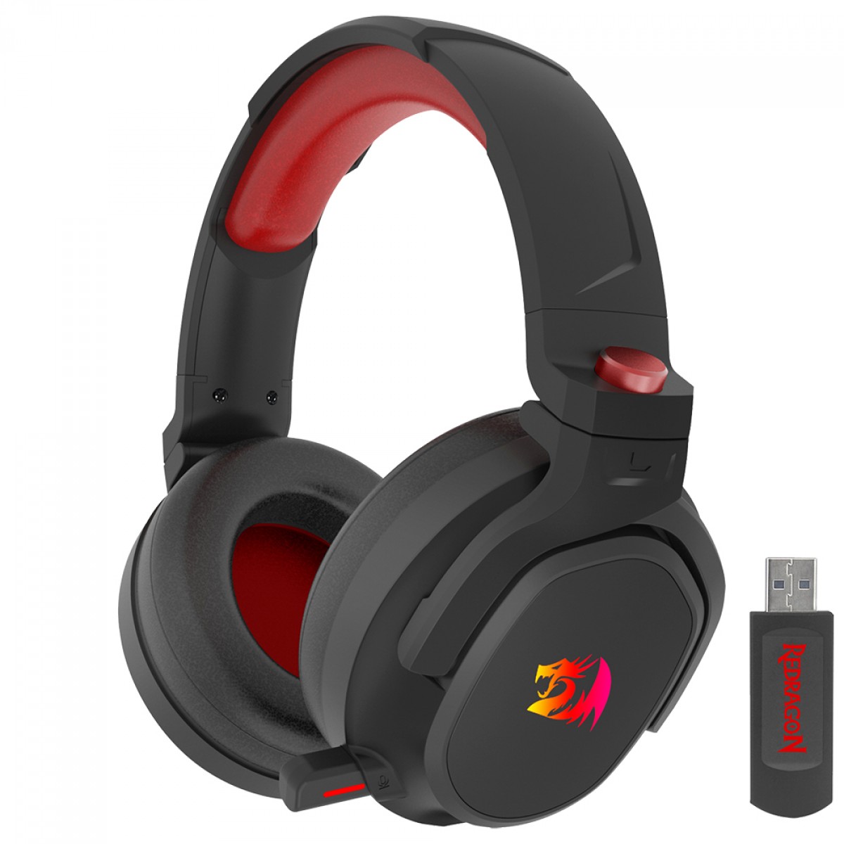 Headset Gamer Redragon Nomen Pro, RGB, Wireless/Bluetooth, Surround 7.1 Virtual, Drivers de 50mm, Preto, H838-PRO