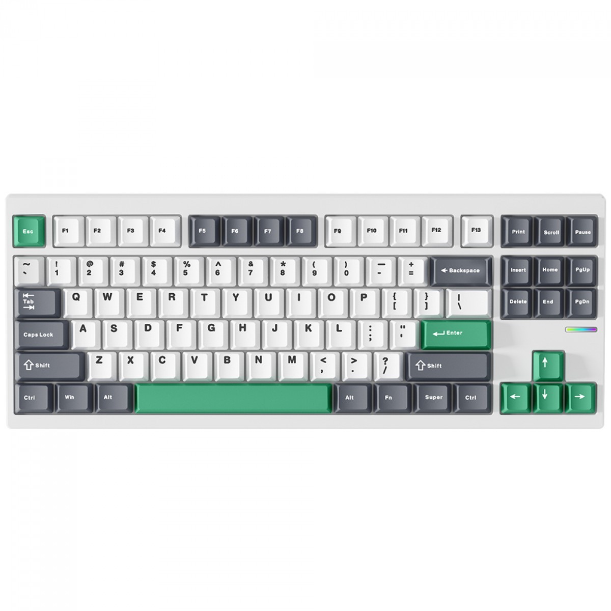 Teclado Mecânico Gamer MCHOSE GX87 Lite, Wireless, Bluetooth, RGB, Switch Matcha Latte V2, ANSI, TKL, Branco e Verde, GX87-A8