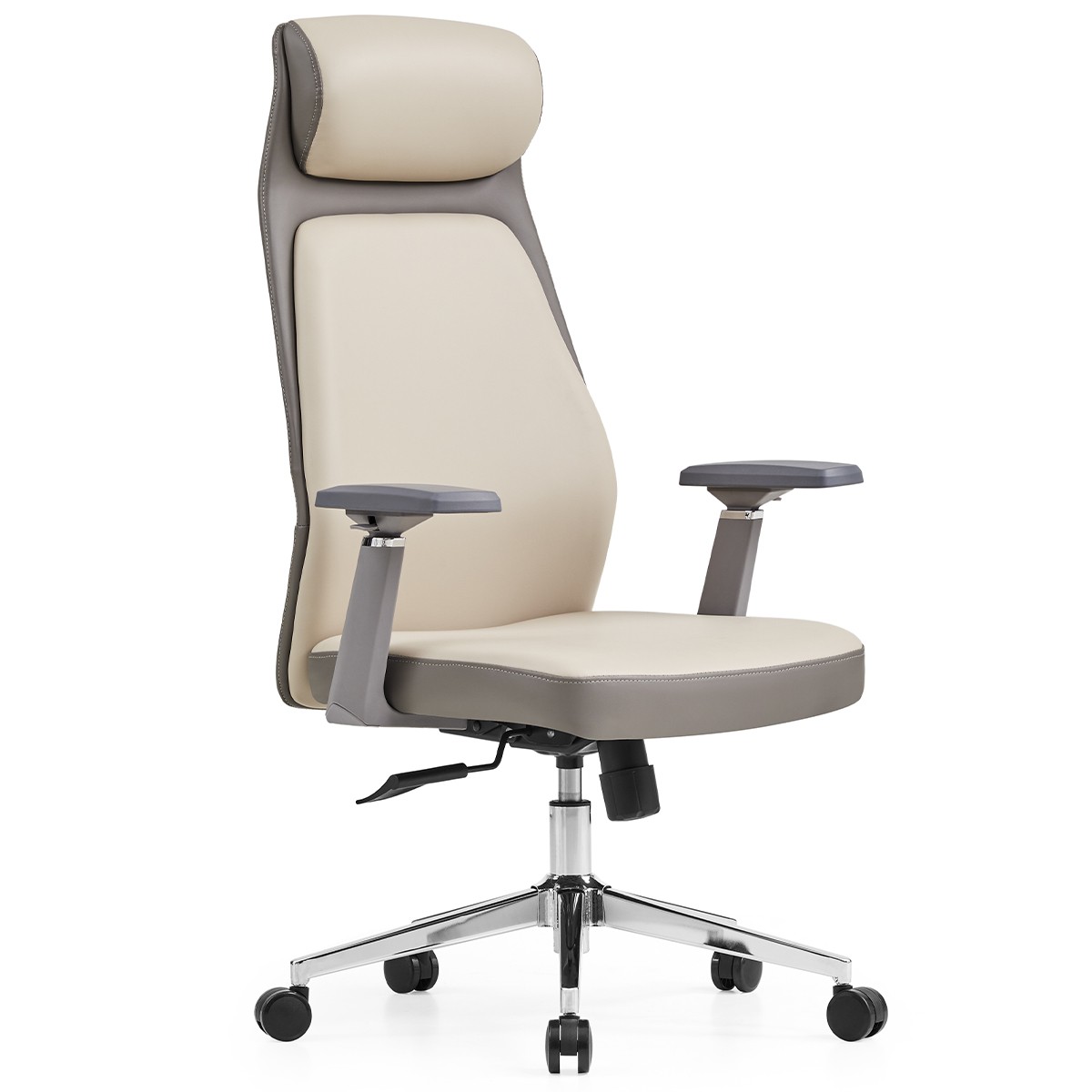 Cadeira de Escritório Dr. Office Neo, Ajustável, 3D, Reclinável, Bege e Cinza, DR-CH-NER3DGBL