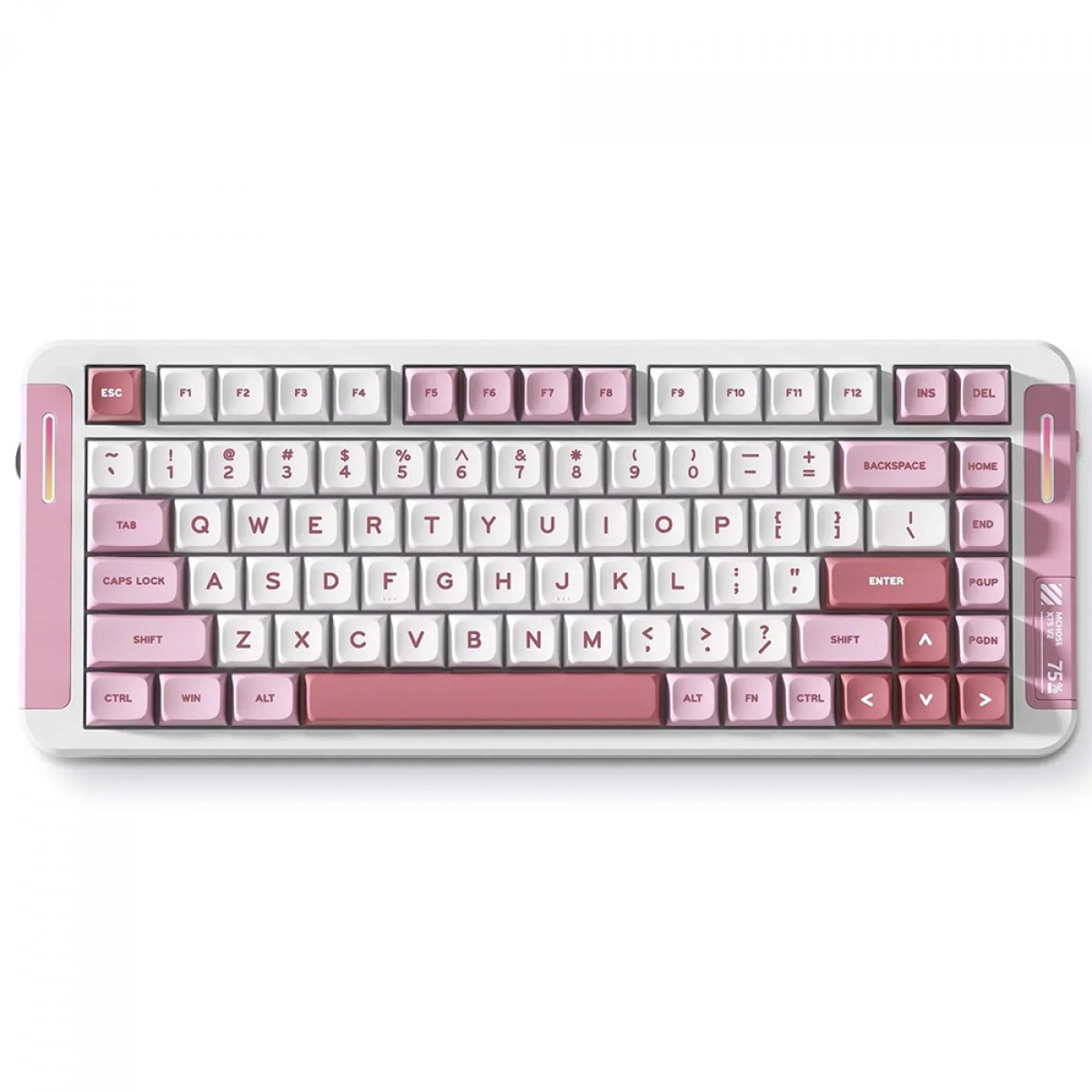 Teclado Mecânico Gamer MCHOSE X75 V2, Wireless, Bluetooth, RGB, Switch Ice Creamsicle, ANSI, Layout 75%, Rosa e Branco, MC-X75V2-4