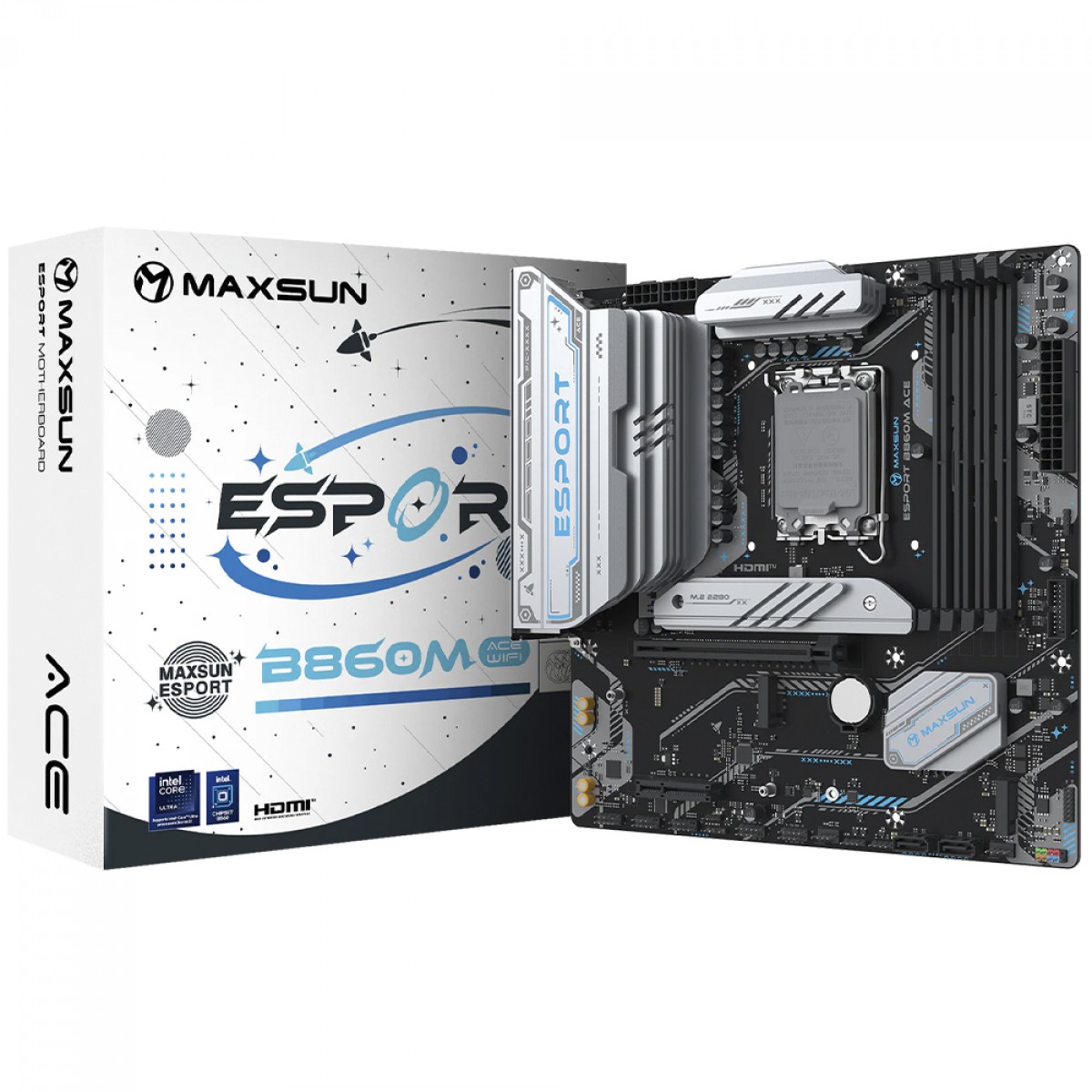 Placa Mãe Maxsun eSport B860M WiFi Ace, Chipset B860, Intel LGA 1851, mATX, DDR5