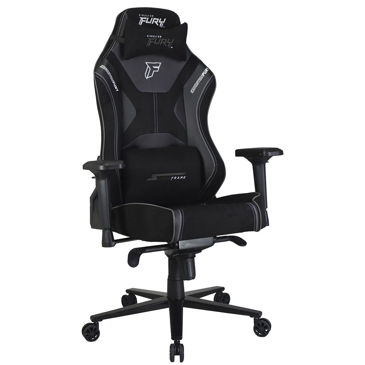 Cadeira Gamer SuperFrame Kingston Fury, Reclinável, 4D, Preto e Cinza, SF-CH-KFR4DBGH