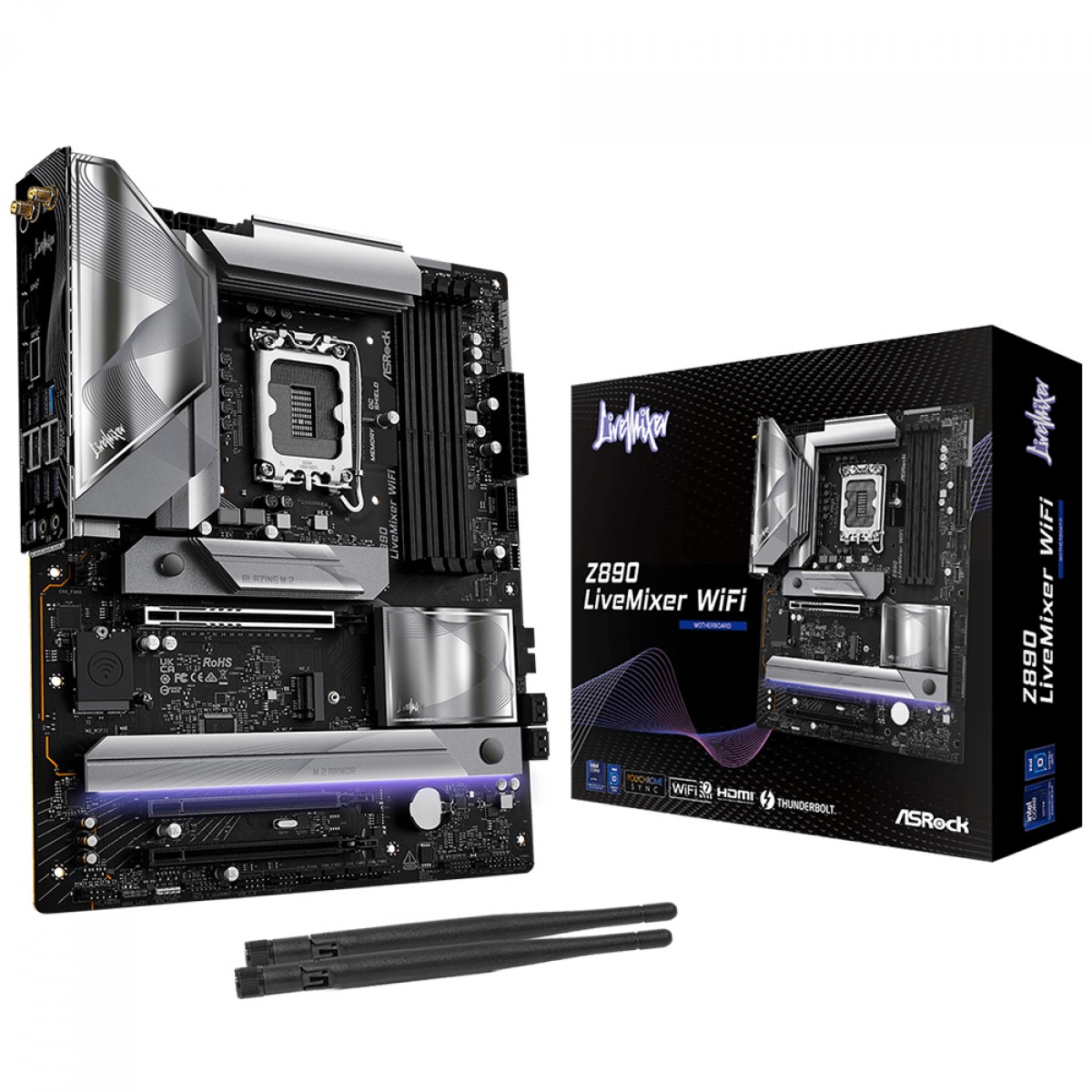 Placa Mãe ASRock Z890 Livemixer WiFi, Chipset Z890, Intel LGA 1851, ATX, DDR5