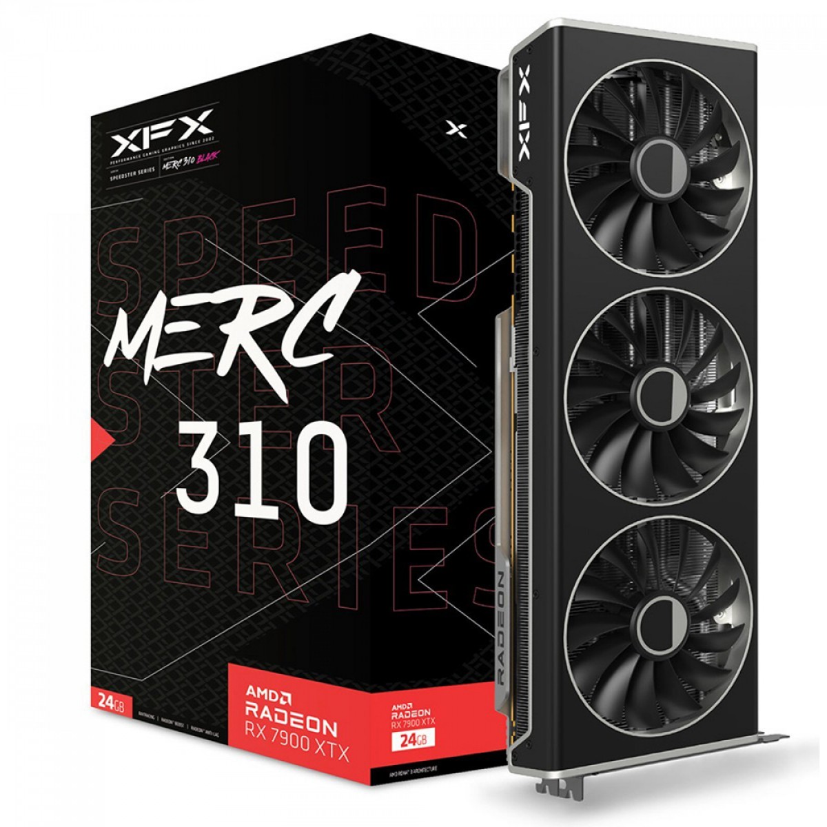 Placa De Vídeo XFX AMD Radeon RX 7900 XTX Speedster MERC 310 Black, 24GB, GDDR6, FSR, Ray Tracing, RX79XMERCB9