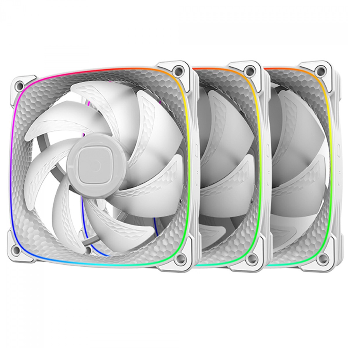 Kit Fan Com 3 Unidades Geometric Future Squama 2503W, ARGB, 120mm, PWM, Branco, GEO-S2503W-3