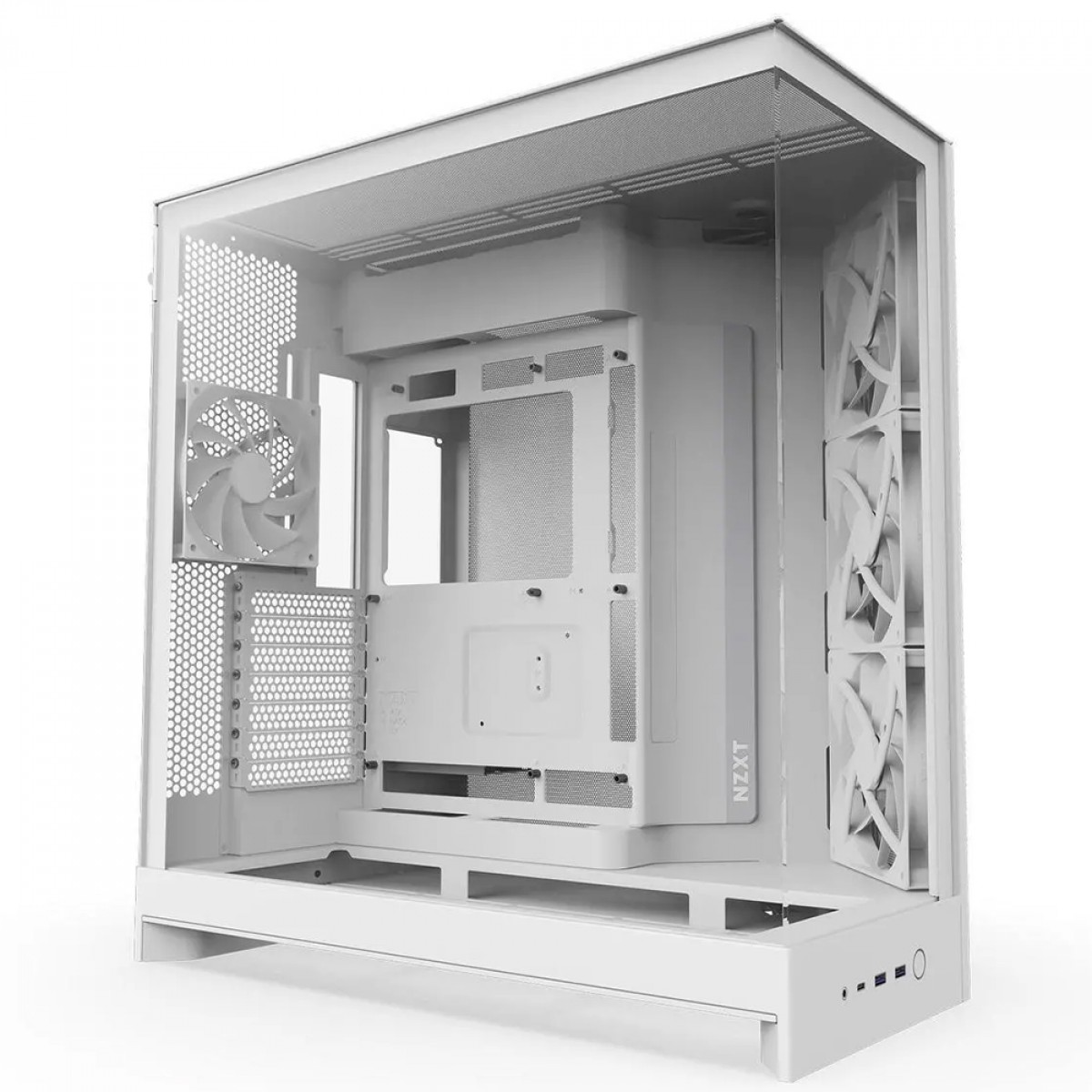 Gabinete Gamer NZXT H9 Flow, Mid Tower, Vidro Temperado, ATX, Sem Fonte, Com 4 Fans, Branco, CM-H92FW-01