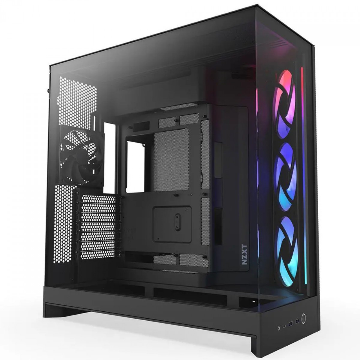 Gabinete Gamer NZXT H9 Flow RGB, Mid Tower, Vidro Temperado, ATX, Sem Fonte, Com 4 Fans, Preto, CM-H92FB-R1