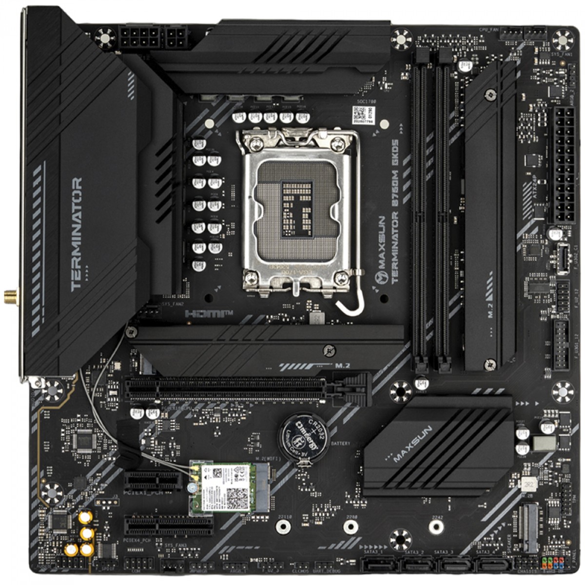 Placa Mãe Maxsun Terminator B760M GKD5 WIFI, Chipset B760, Intel LGA 1700, mATX, DDR5