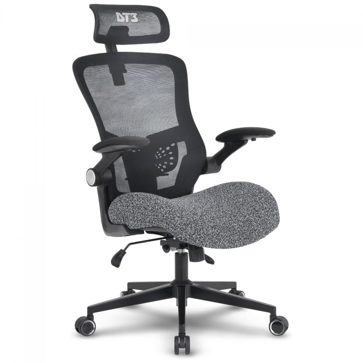 Cadeira De Escritório DT3 Vita Super H, Ajustável, Ergonômica, Mesh, Preto e Granite, 14697-7